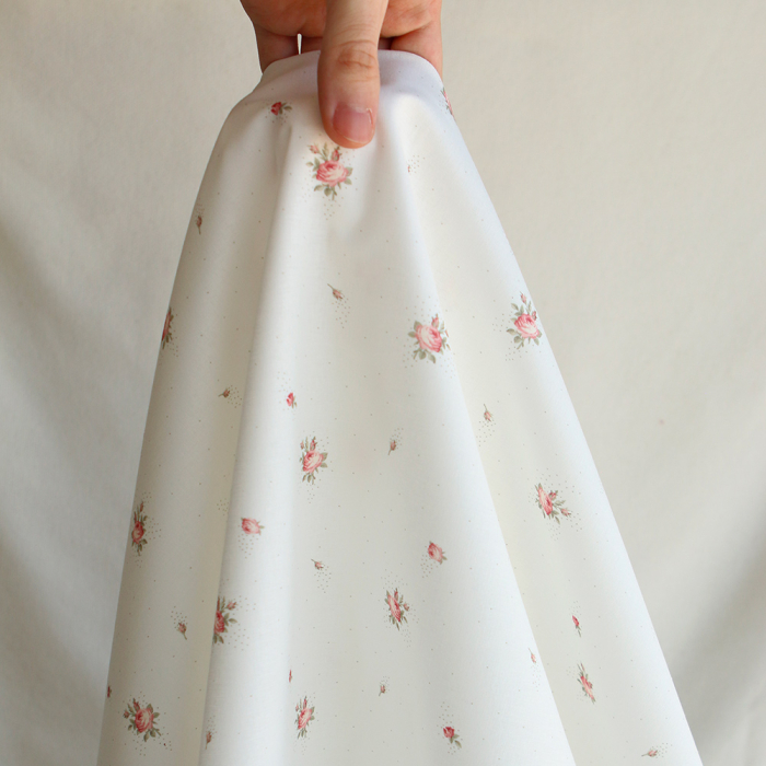 Christine - Popeline douce coton BIO organique fond blanc exclusif vert et rose