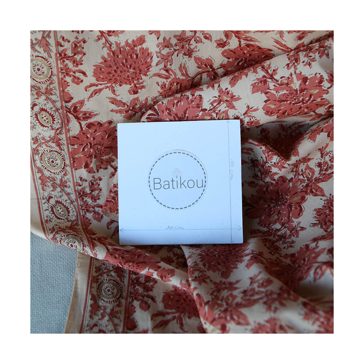 Anjali - Tissu indien coton hand block traditionnel touches de doré