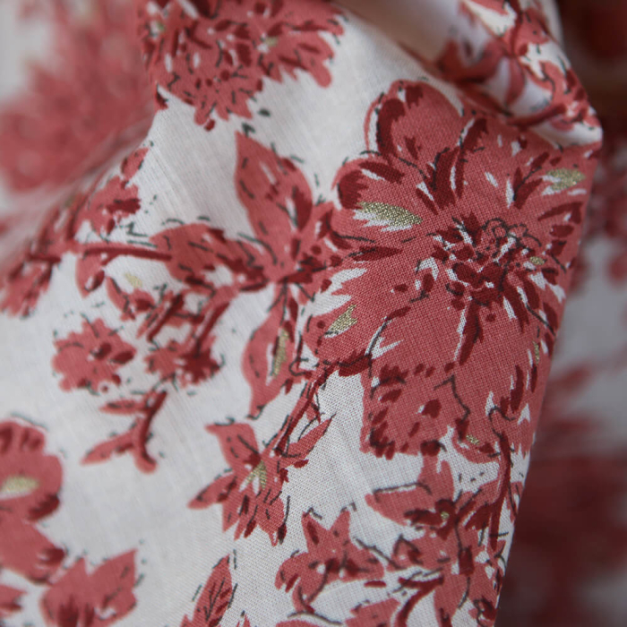 Anjali - Tissu indien coton hand block traditionnel touches de doré