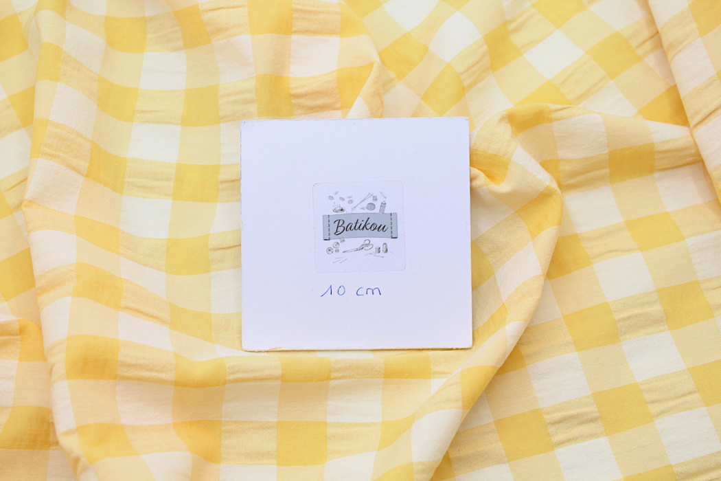 Seersucker / Coton gaufré vichy jaune