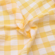 Seersucker / Coton gaufré vichy jaune