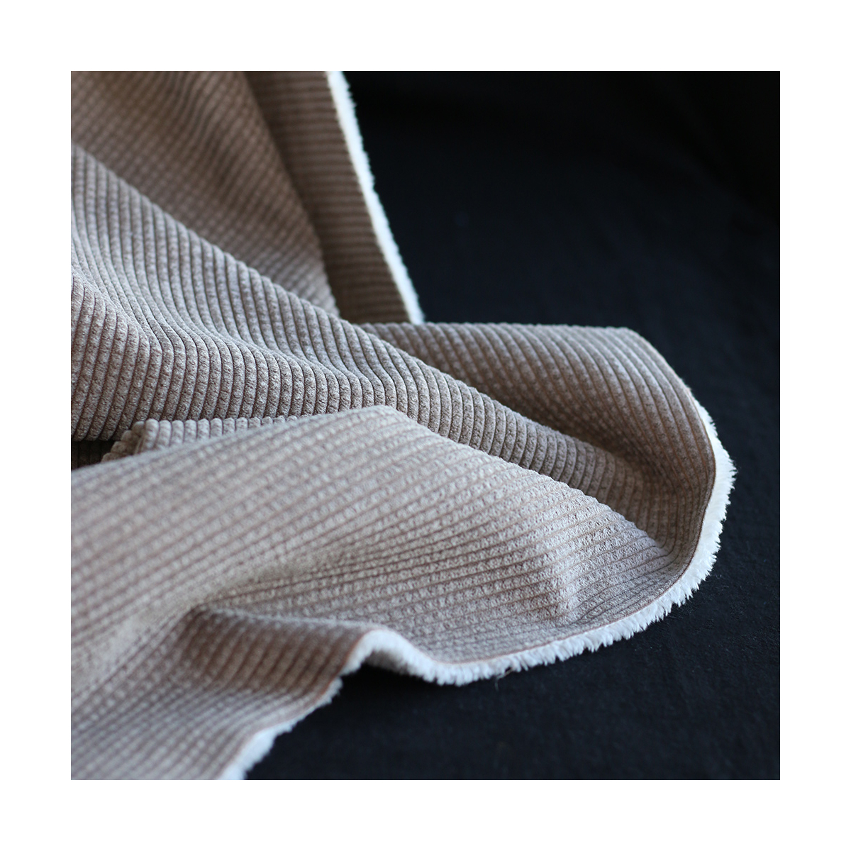 Norton - Velours à côtes doublé moumoute / fourrure beige