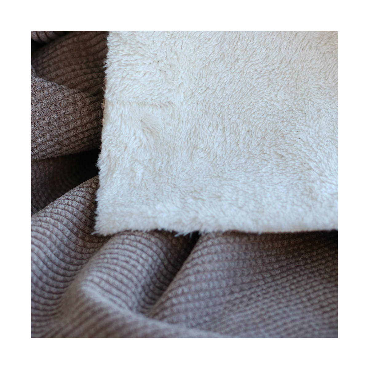 Norton - Velours à côtes doublé moumoute / fourrure beige