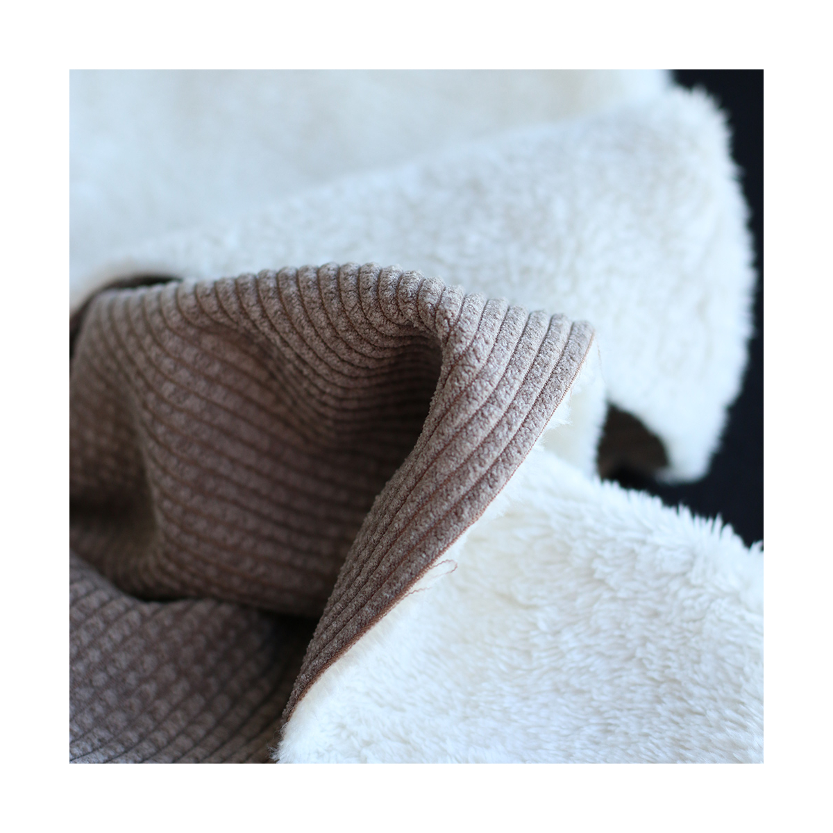 Norton - Velours à côtes doublé moumoute / fourrure beige