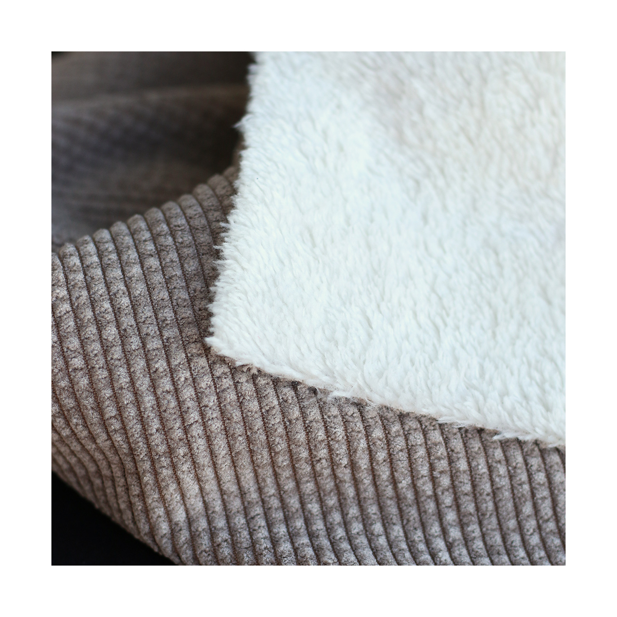 Norton - Velours à côtes doublé moumoute / fourrure beige