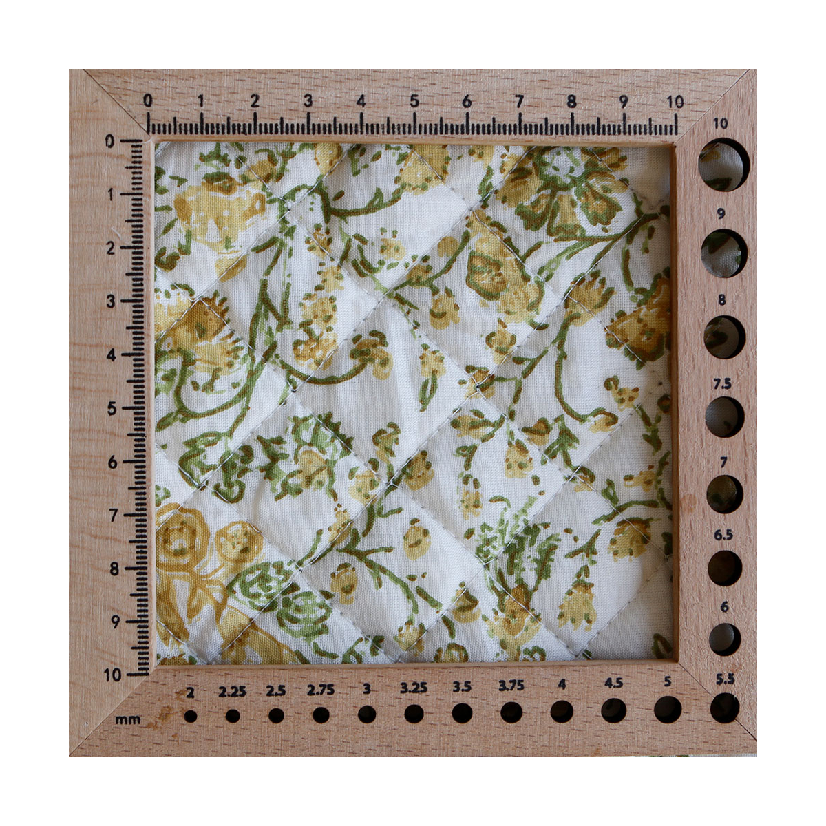 Karishma jaune - Tissu indien matelassé double face coton hand block largeur 100cm