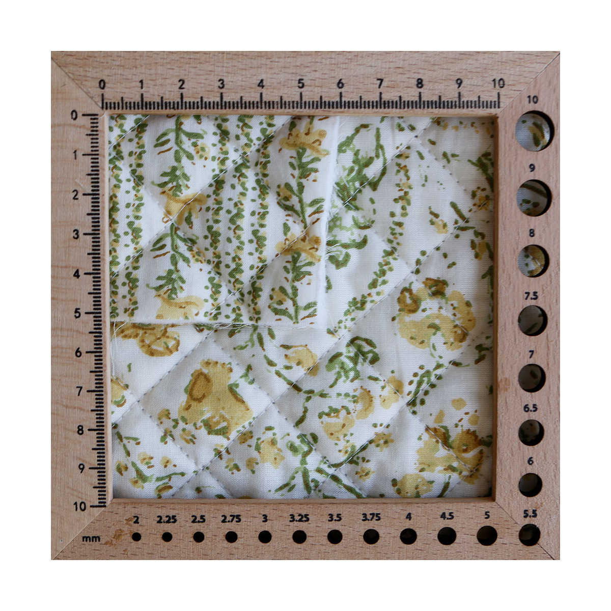 Karishma jaune - Tissu indien matelassé double face coton hand block largeur 100cm