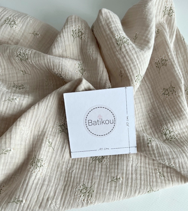 Camomille - Double gaze de coton BIO crème motif exclusif