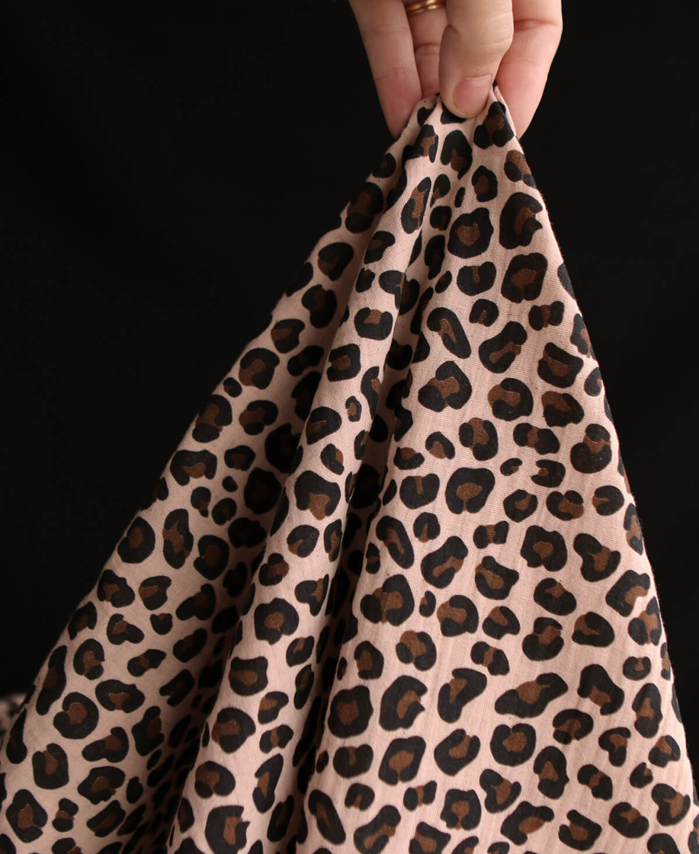 Lea - Double gaze coton BIO motif exclusif Graou fond nude