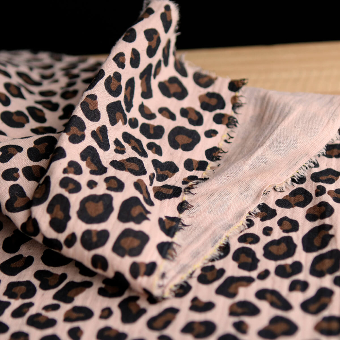 Lea - Double gaze coton BIO motif exclusif Graou fond nude