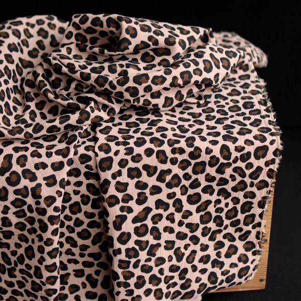 Lea - Double gaze coton BIO motif exclusif Graou fond nude