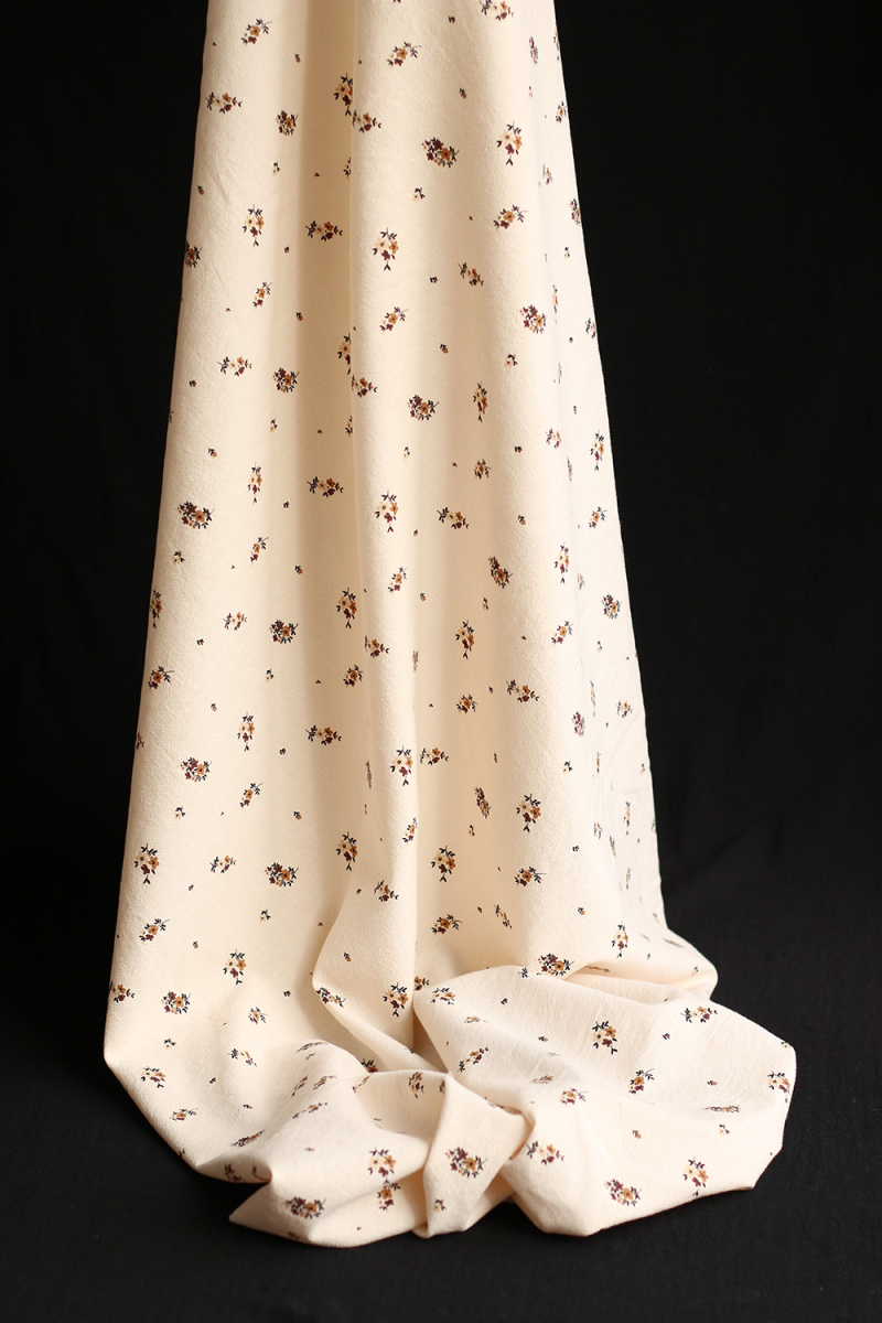 Laure - Coton lavé bio coloris vanille motif cuir