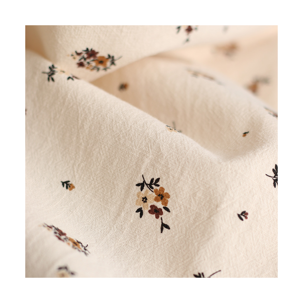 Laure - Coton lavé bio coloris vanille motif cuir