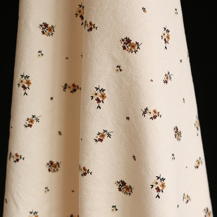 Laure - Coton lavé bio coloris vanille motif cuir