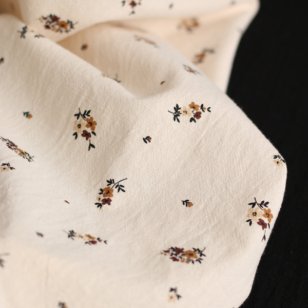 Laure - Coton lavé bio coloris vanille motif cuir