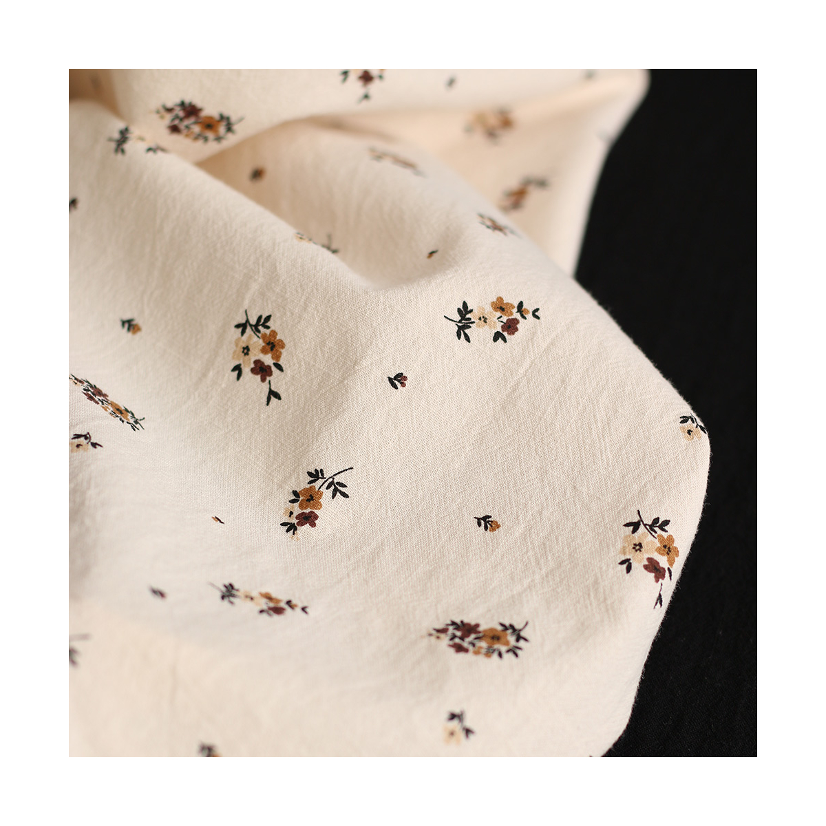 Laure - Coton lavé bio coloris vanille motif cuir