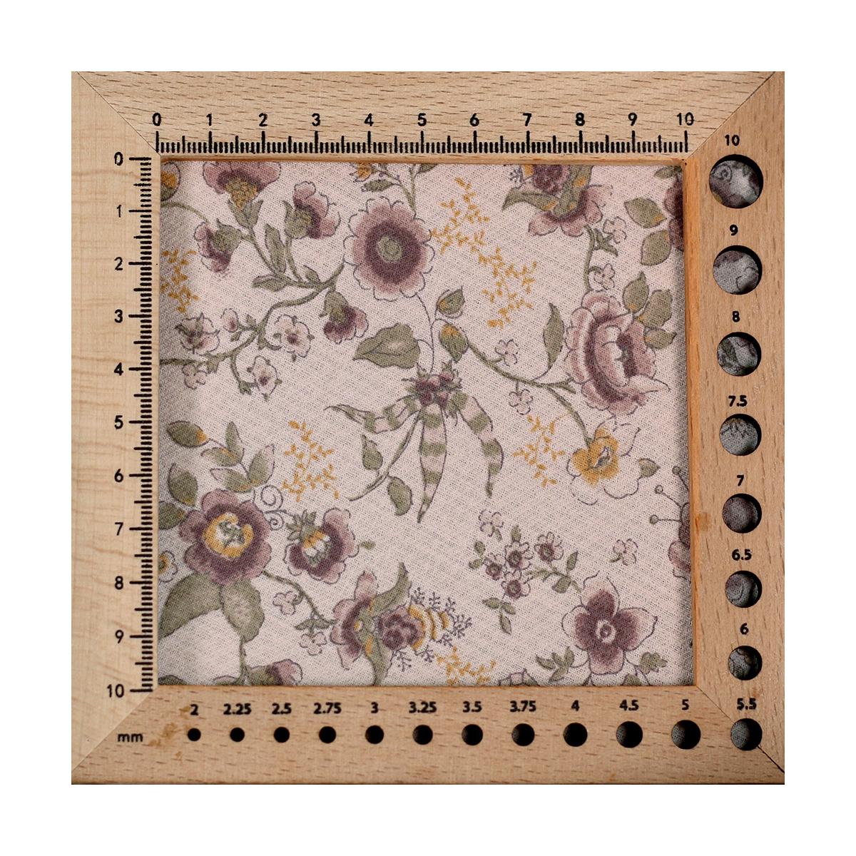 April - Tissu coton piqué léger texturé fleuri kaki