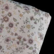 April - Tissu coton piqué léger texturé fleuri kaki