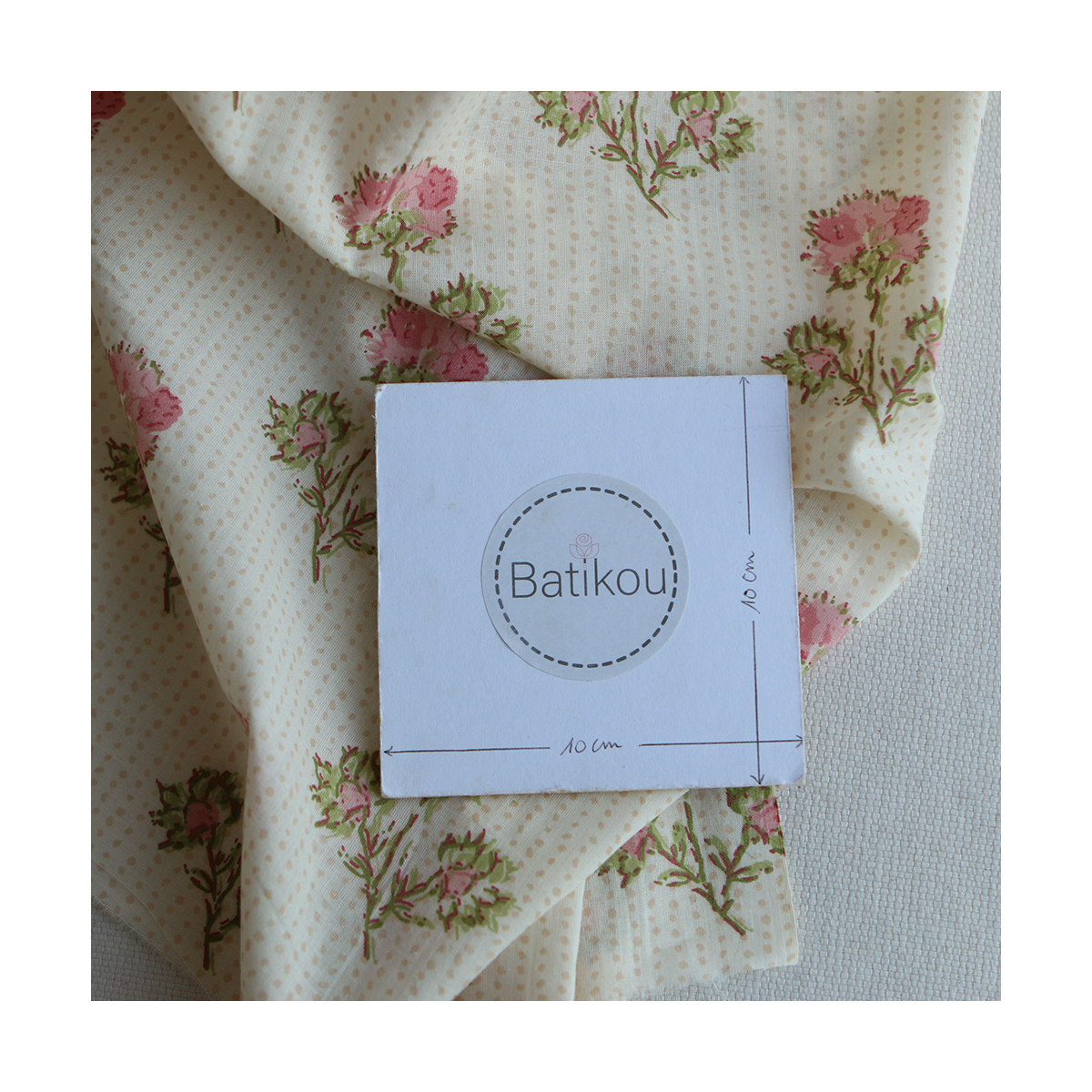 Karishma rose B- Tissu indien en coton imprimé main Hand Block Artisanal