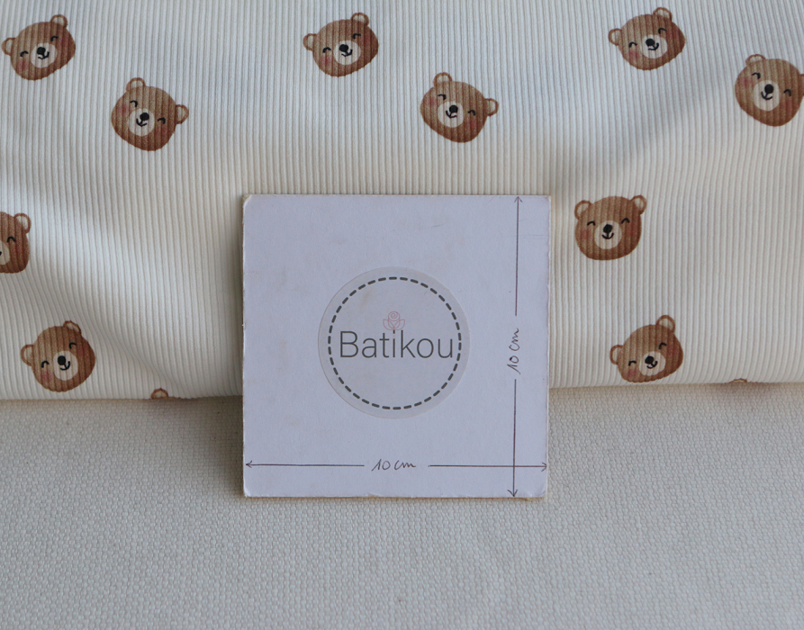 Jersey coton côtes fines à motifs oursons