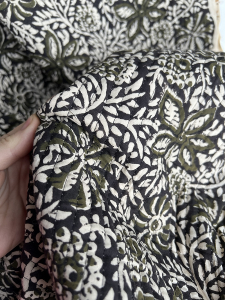 Tissu indien matelassé double face coton hand block largeur 100cm Batikou - 1 2