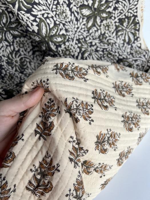 Tissu indien matelassé double face coton hand block largeur 100cm Batikou - 6