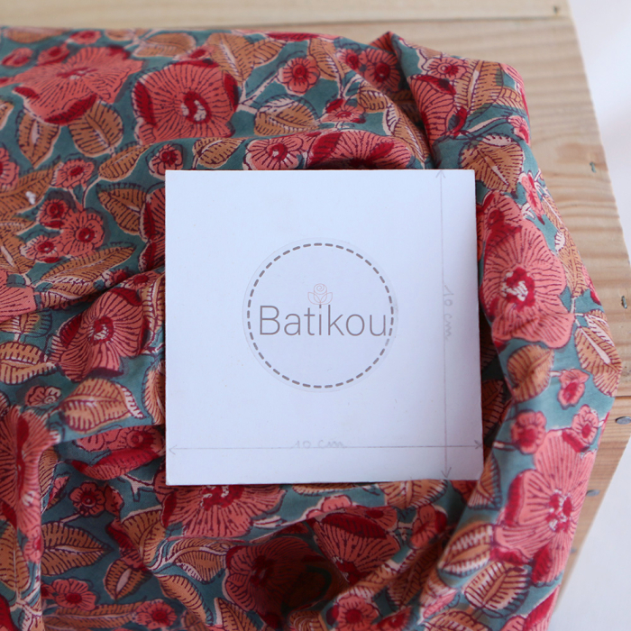 Sahar - Tissu indien coton hand block traditionnel Teal