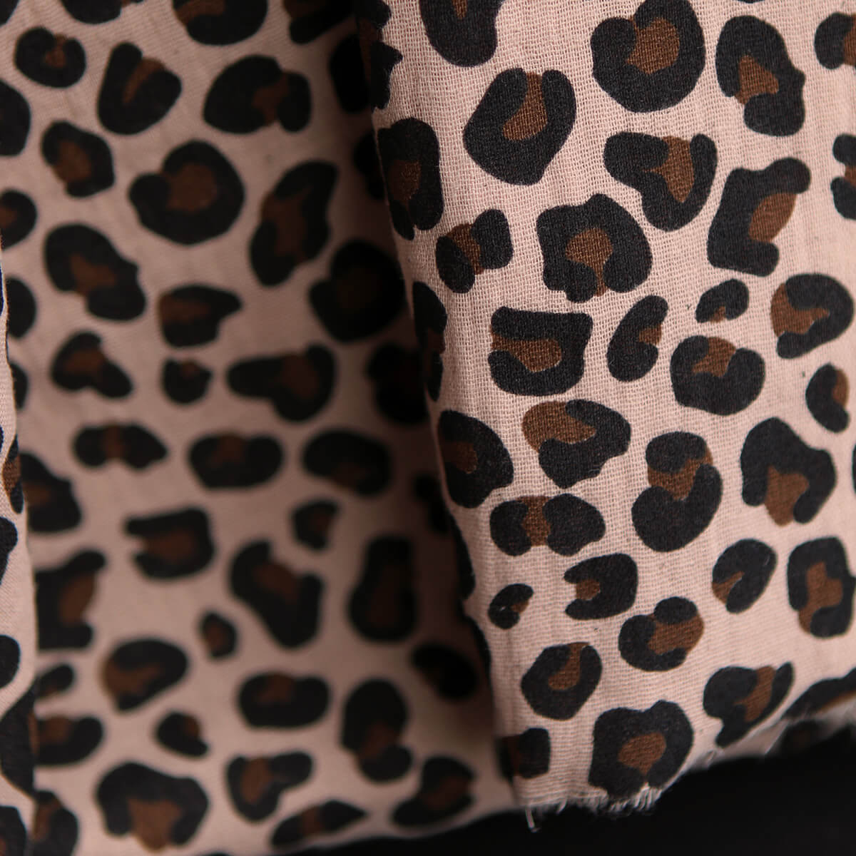 Lea - Double gaze coton BIO motif exclusif Graou fond nude