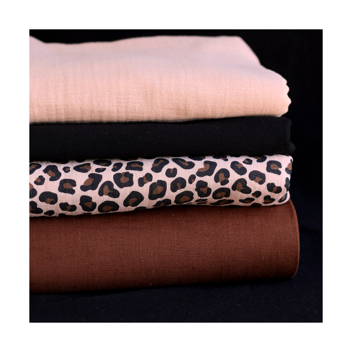 Lea - Double gaze coton BIO motif exclusif Graou fond nude