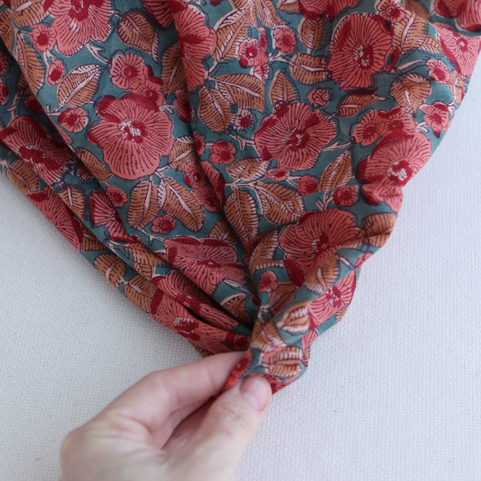 Sahar - Tissu indien coton hand block traditionnel Teal