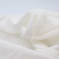 Double gaze de coton BIO unie blanc cassé Tissus issus de l'agriculture biologique  - 1