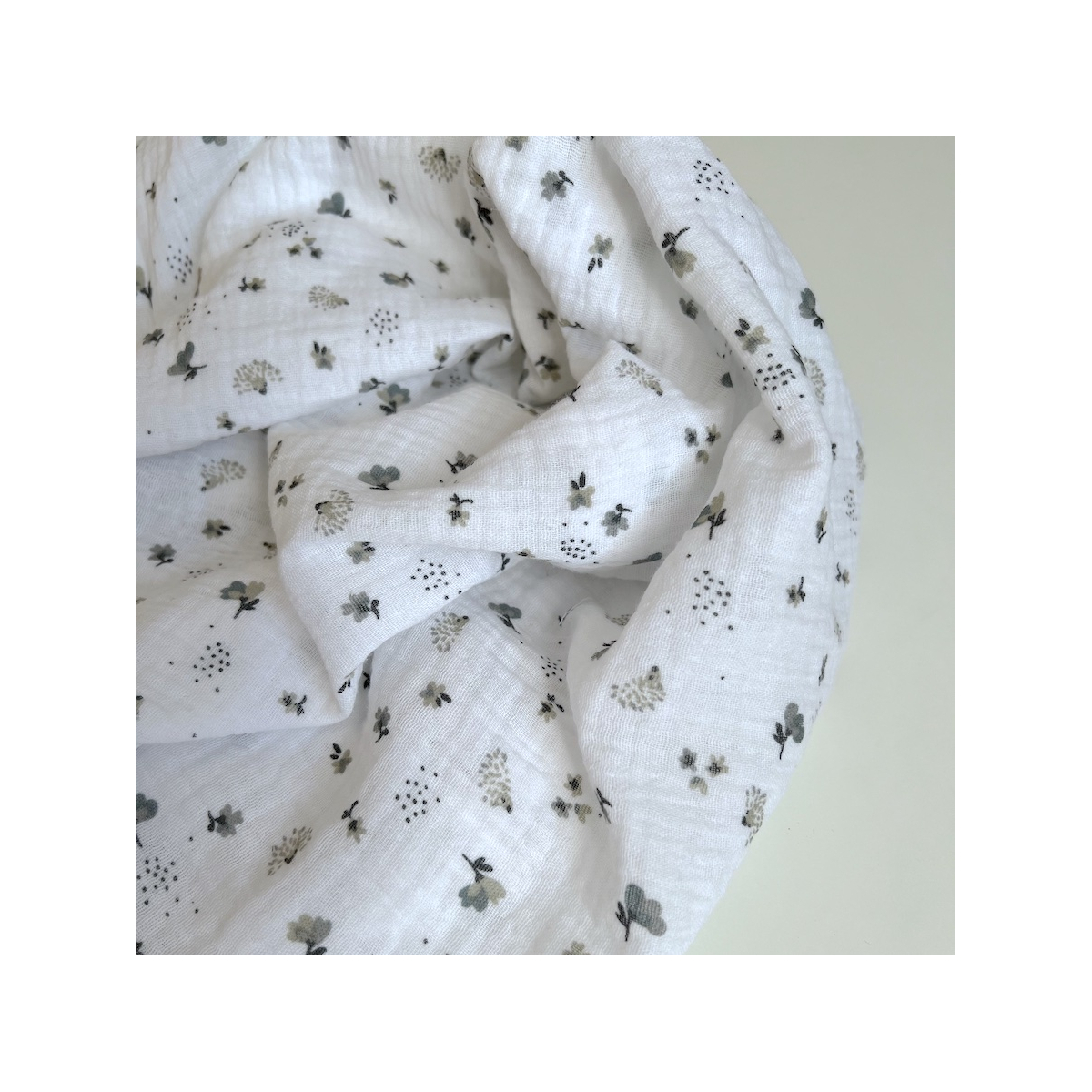 Double gaze de coton Nelsi blanc motif gris
