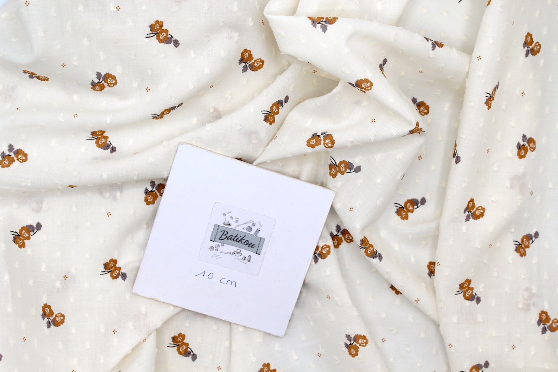 Plumetis de coton écru imprimé exclusif Hana Tissus issus de l'agriculture biologique  - 6