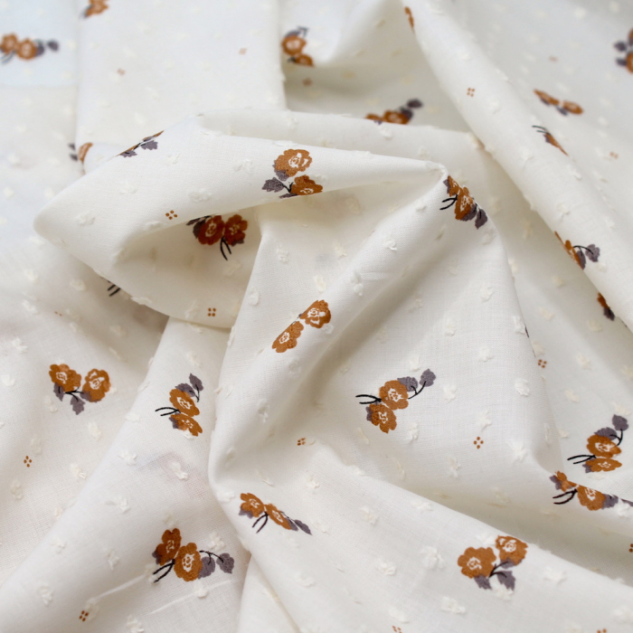 Plumetis de coton écru imprimé exclusif Hana Tissus issus de l'agriculture biologique  - 1