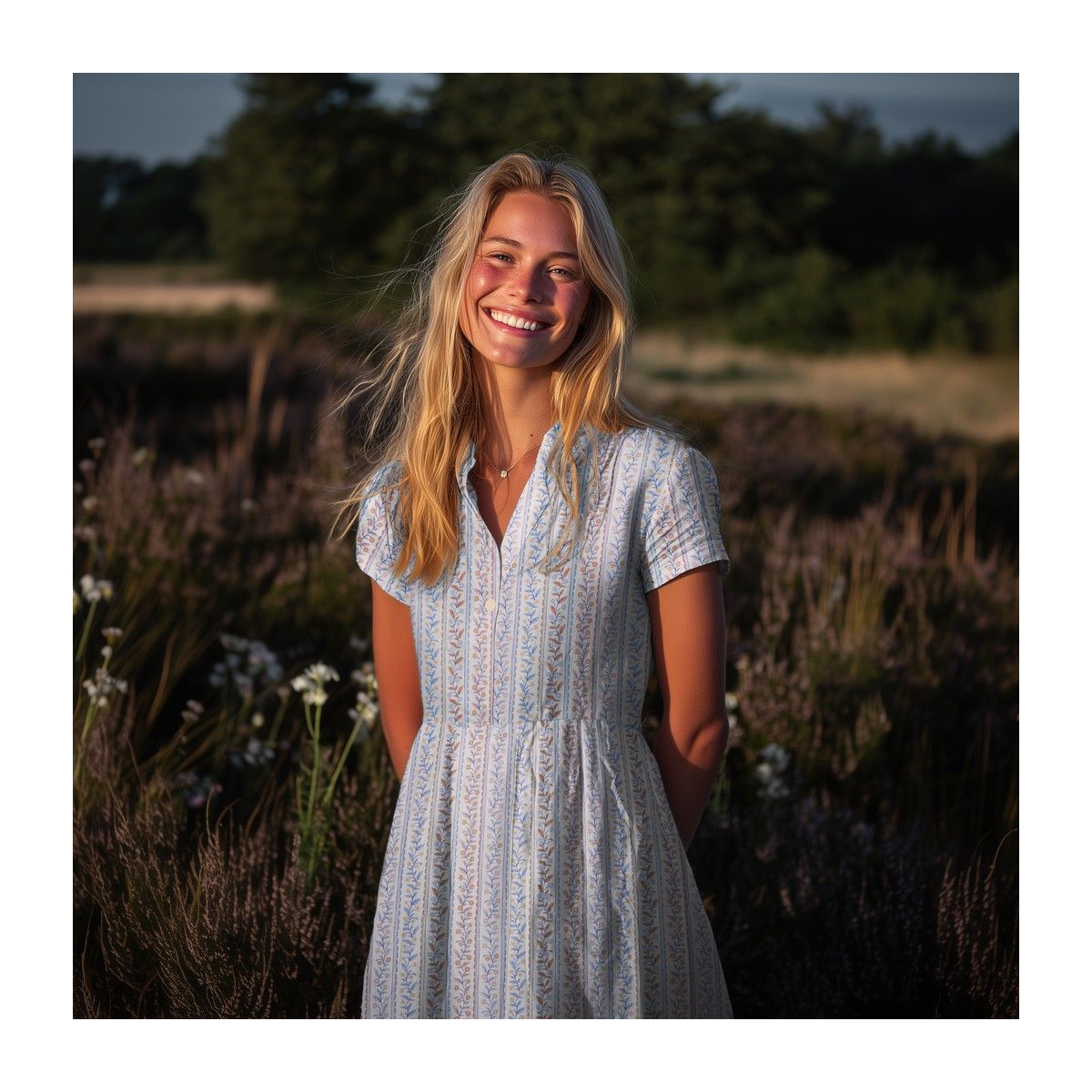 Double gaze de coton bio imprimée feuillages fond blanc