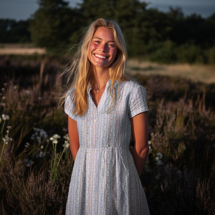 Double gaze de coton bio imprimée feuillages fond blanc