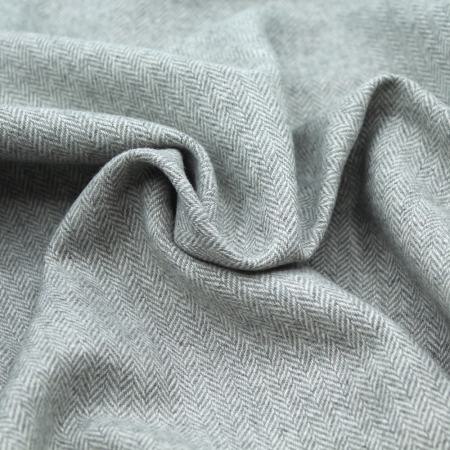 Tissu chevron texturé coton / laine coloris gris perle