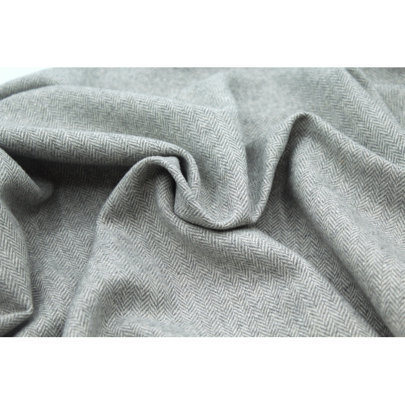 Tissu chevron texturé coton / laine coloris gris perle Tissu chevron texturé coton / laine coloris gris perle