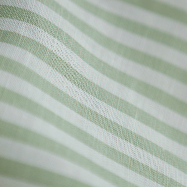 Lucas - Tissu lin coton rayures 6mm blanc lait et vert amande 2