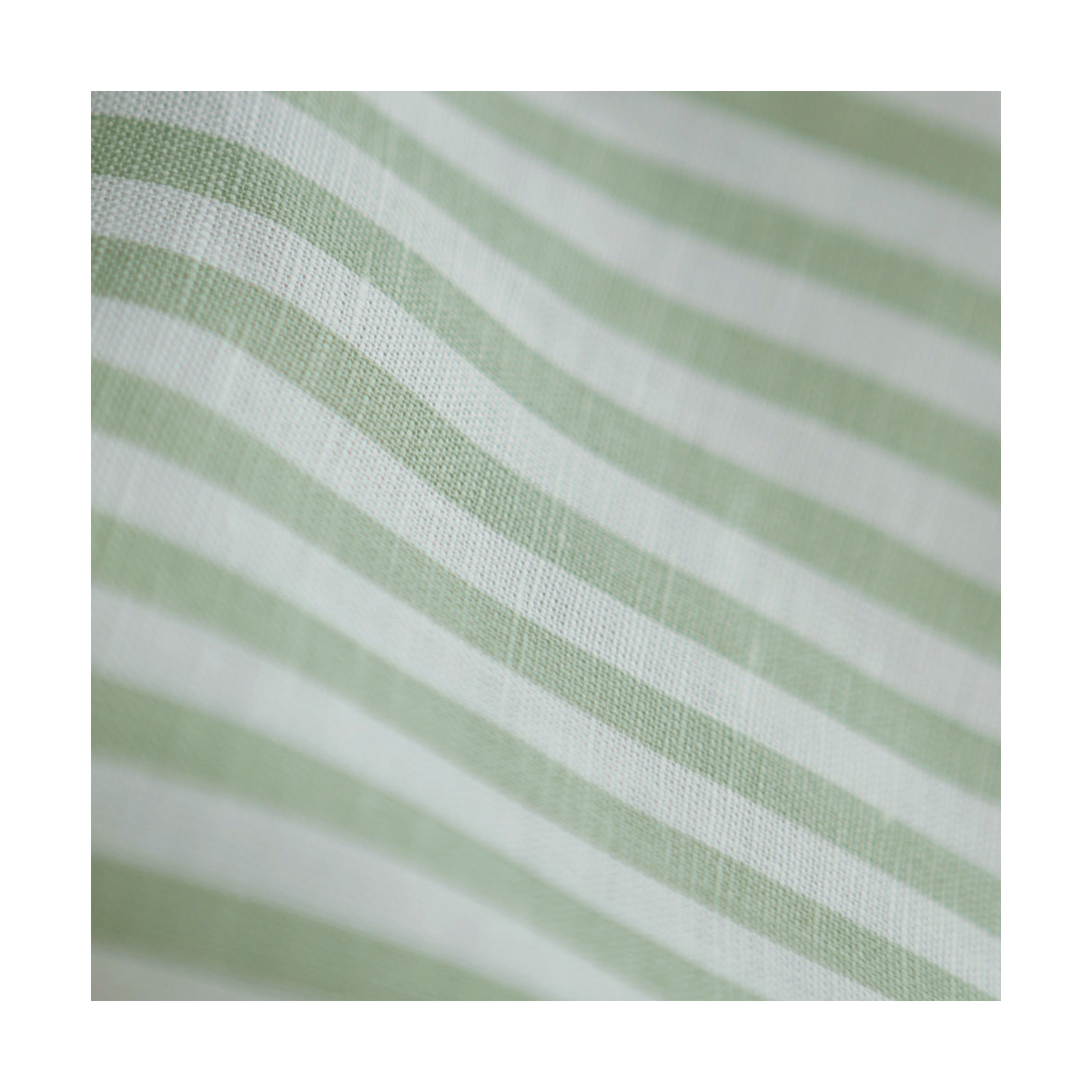 Lucas - Tissu lin coton rayures 6mm blanc lait et vert amande