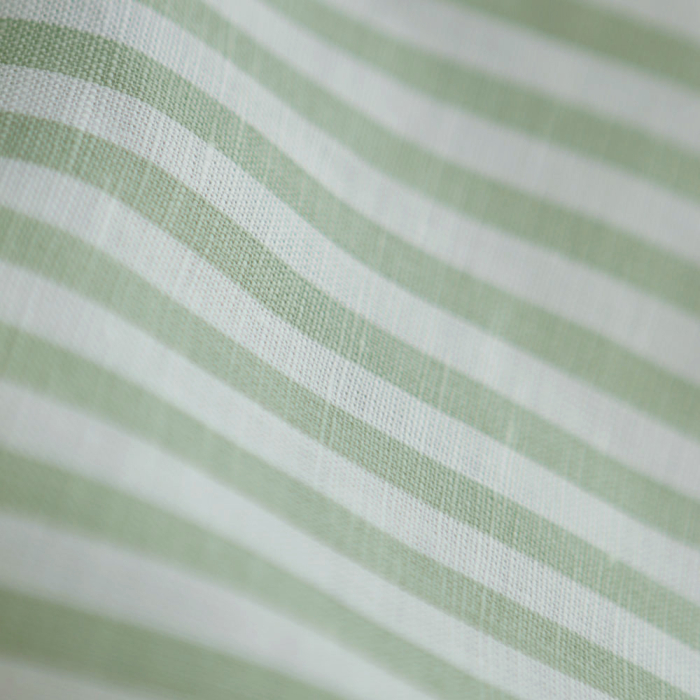 Lucas - Tissu lin coton rayures 6mm blanc lait et vert amande