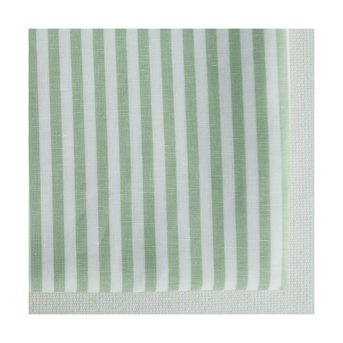 Lucas - Tissu lin coton rayures 6mm blanc lait et vert amande