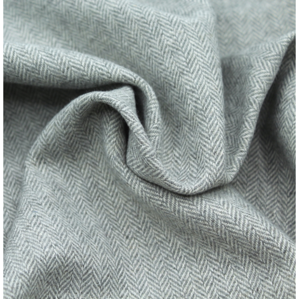 Tissu chevron texturé coton / laine coloris gris perle Tissu chevron texturé coton / laine coloris gris perle