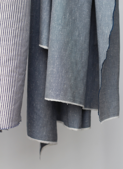 Coton chiné aspect brut coloris bleu marine Batikou - 5