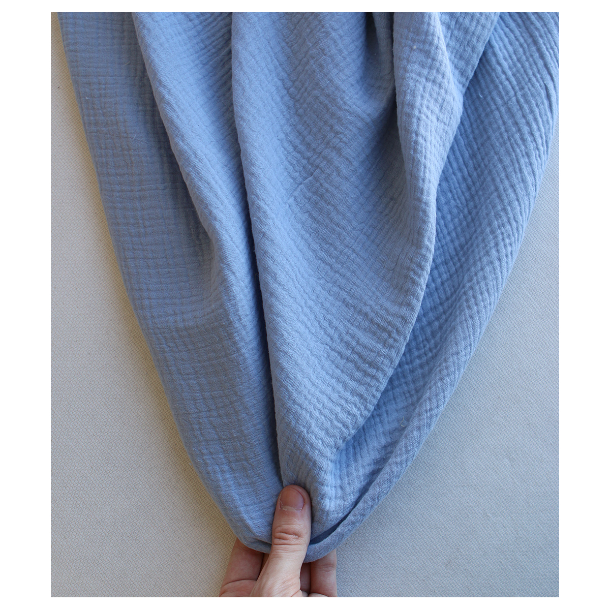 Double gaze de coton unie bleu baltique