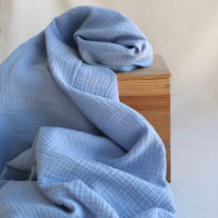 Double gaze de coton unie bleu baltique