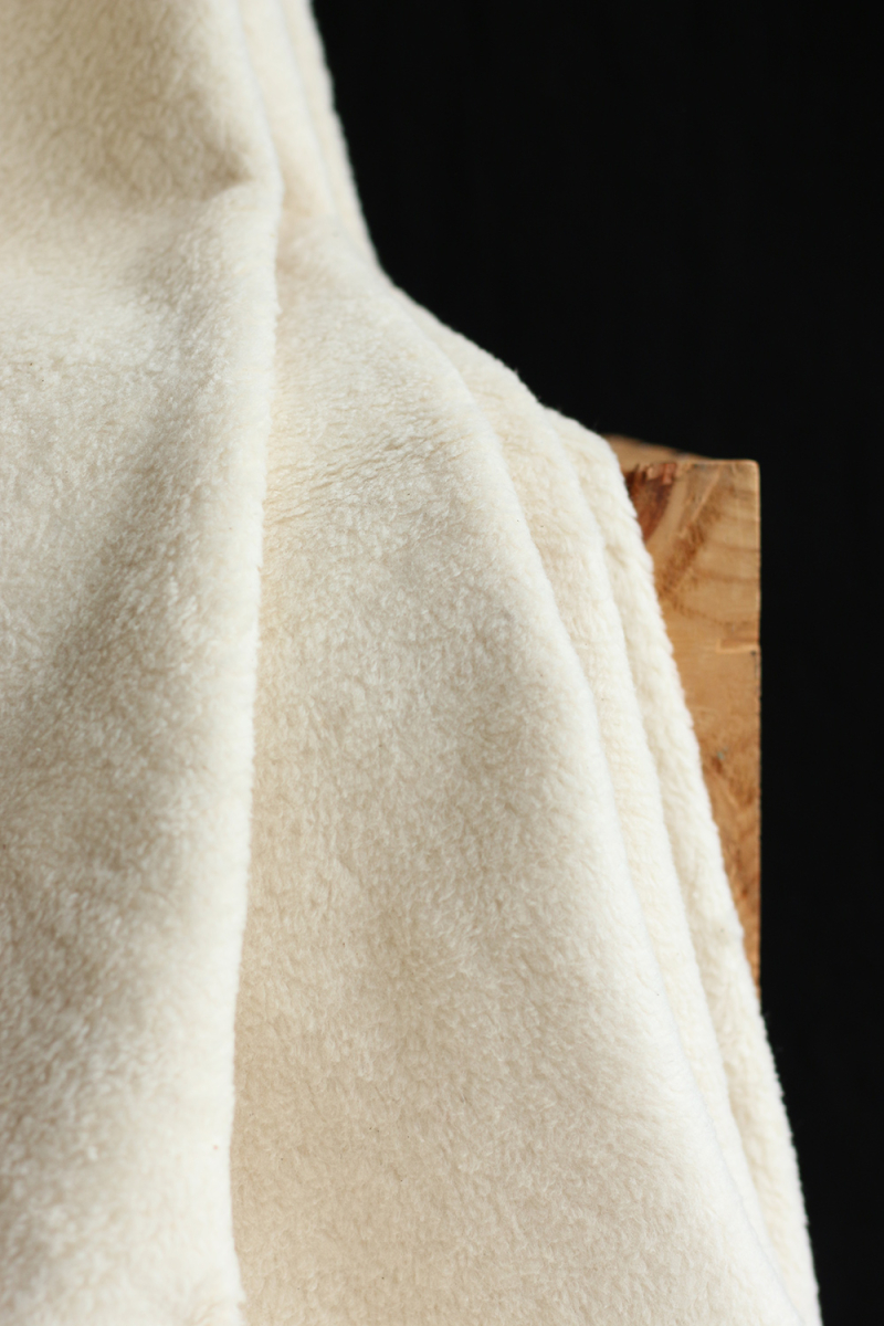 Gaby - Fausse fourrure / Moumoute / Sherpa 100% coton BIO non blanchi écru poils ras