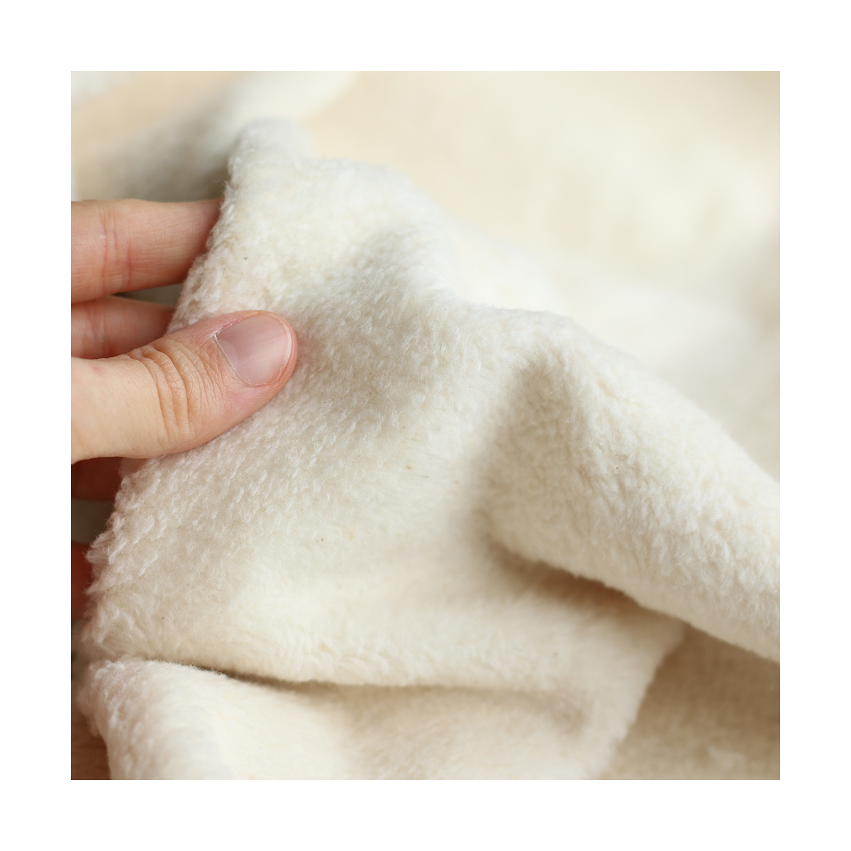 Gaby - Fausse fourrure / Moumoute / Sherpa 100% coton BIO non blanchi écru poils ras