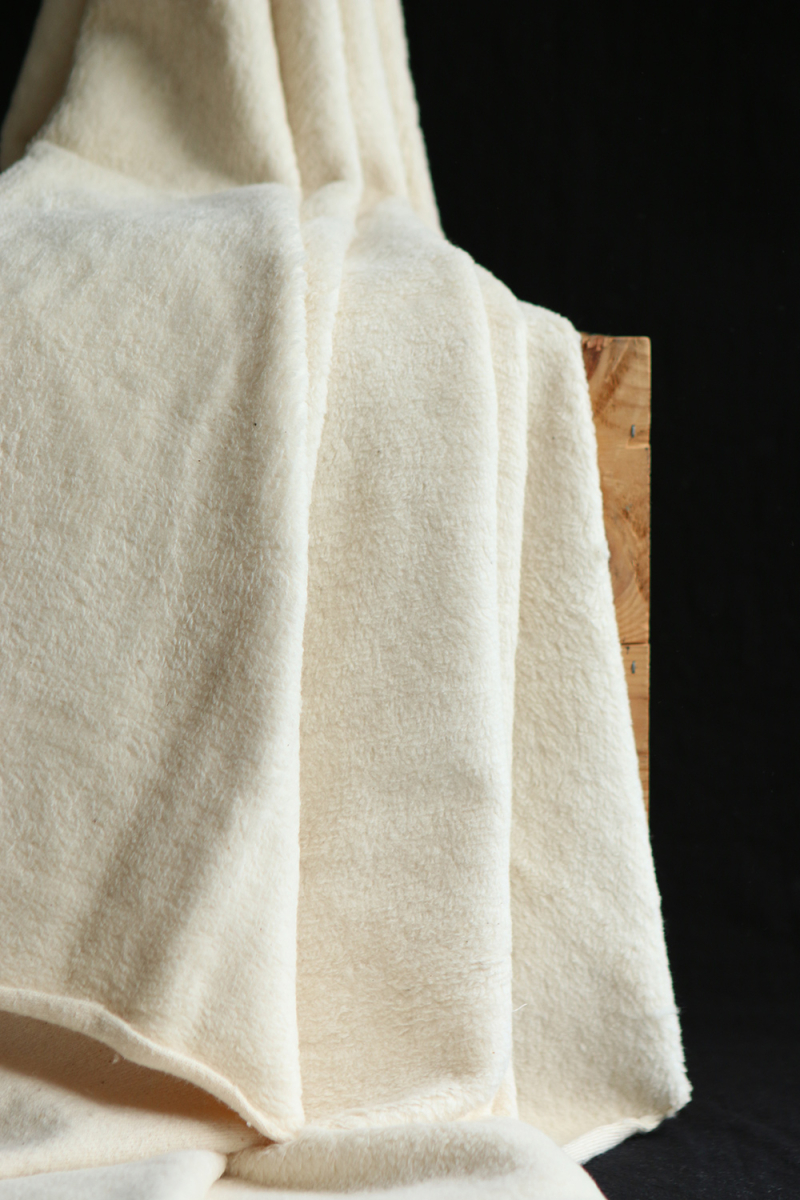 Gaby - Fausse fourrure / Moumoute / Sherpa 100% coton BIO non blanchi écru poils ras