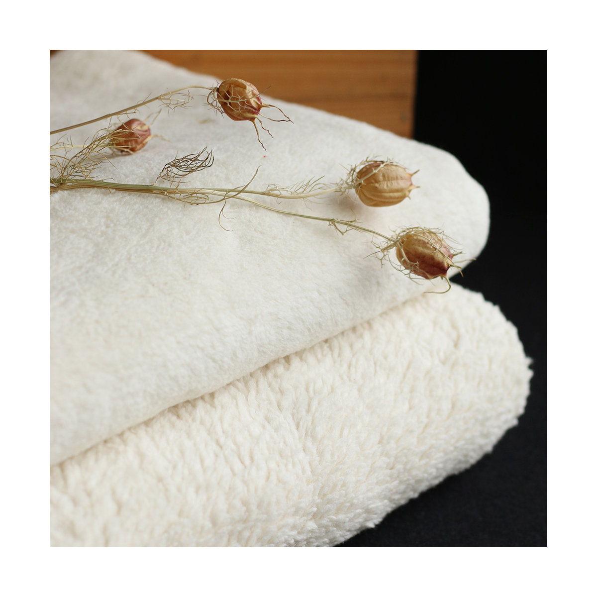 Gaby - Fausse fourrure / Moumoute / Sherpa 100% coton BIO non blanchi écru poils ras